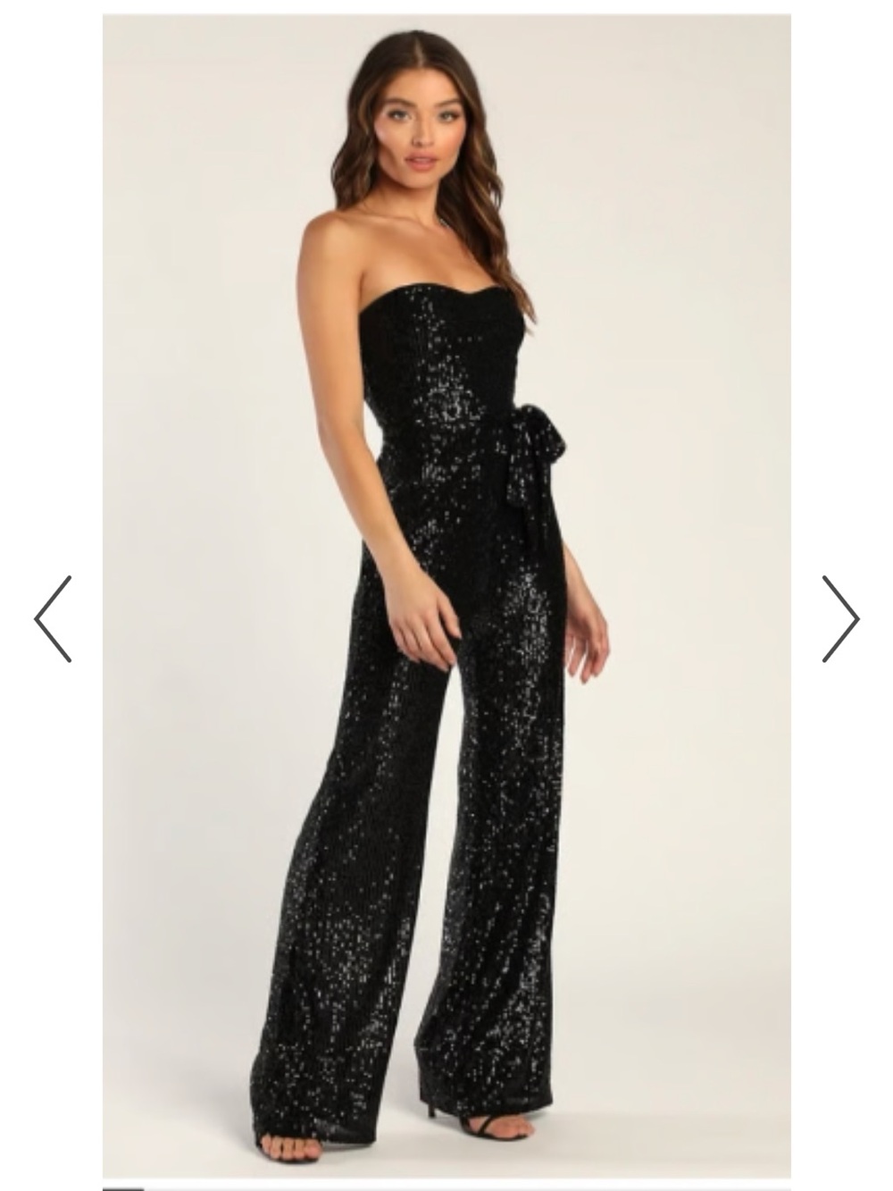 Lulus Strapless Black Sequin Jumpsuit